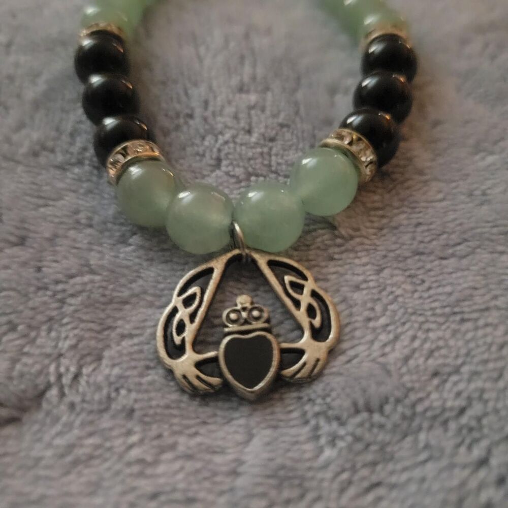 Genuine Healing Crystal Irish Claddaugh Bracelet Boho Spiritual